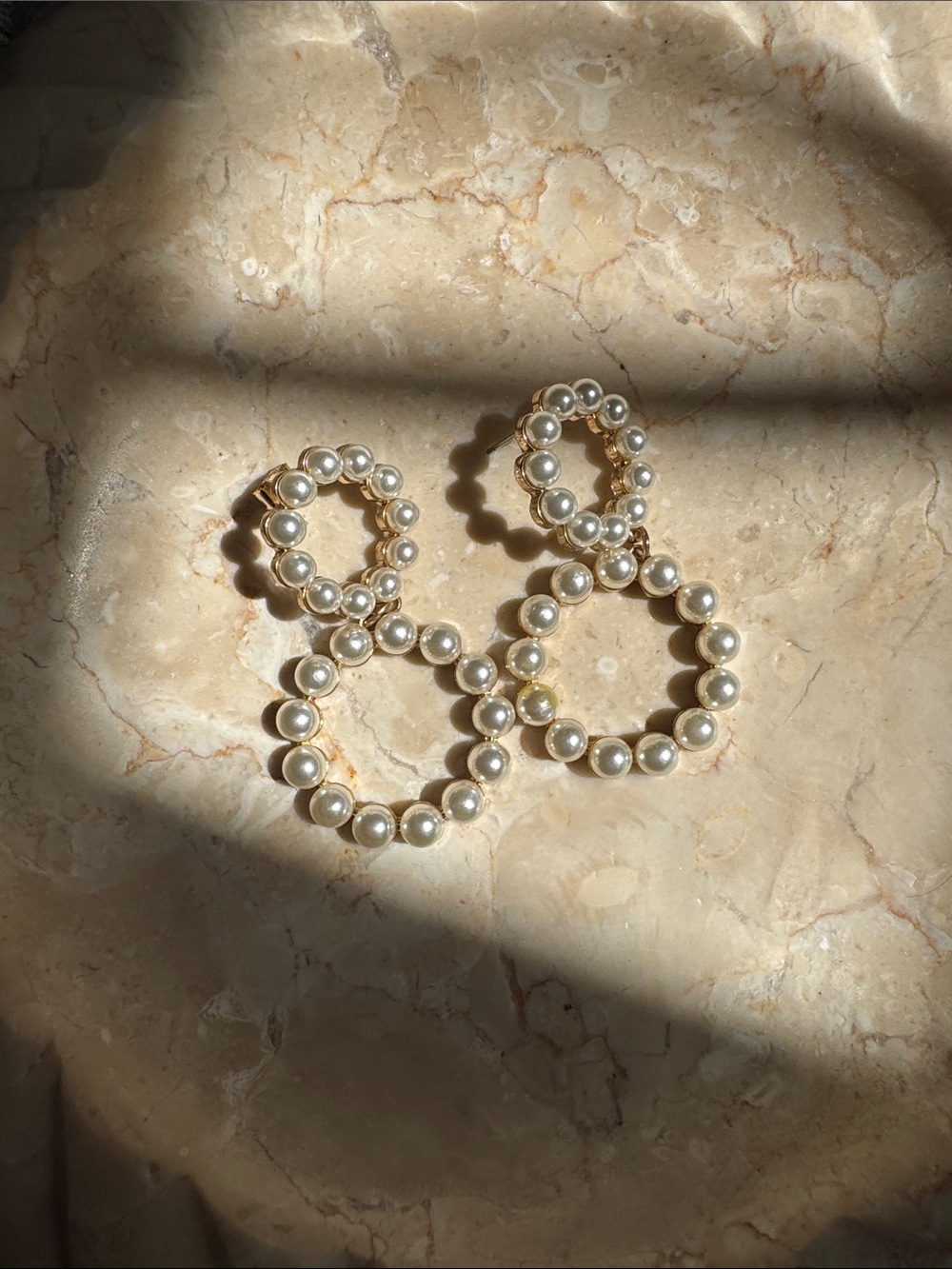 Elegant Pearl Double-Hoop Statement Earrings - Gold and Pearl